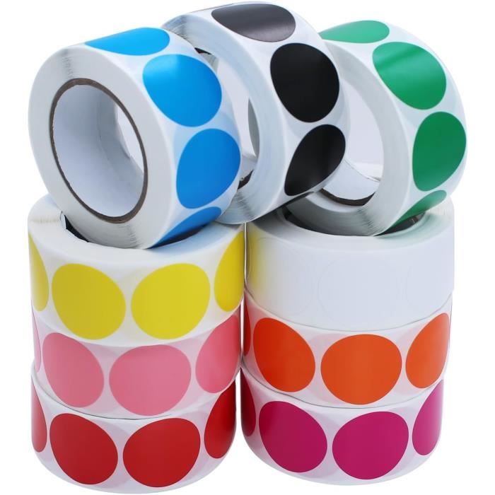 4500 Gommettes Autocollantes Rondes 25mm - 9 Couleurs Pour Calendriers, Bureau, École Et DIY