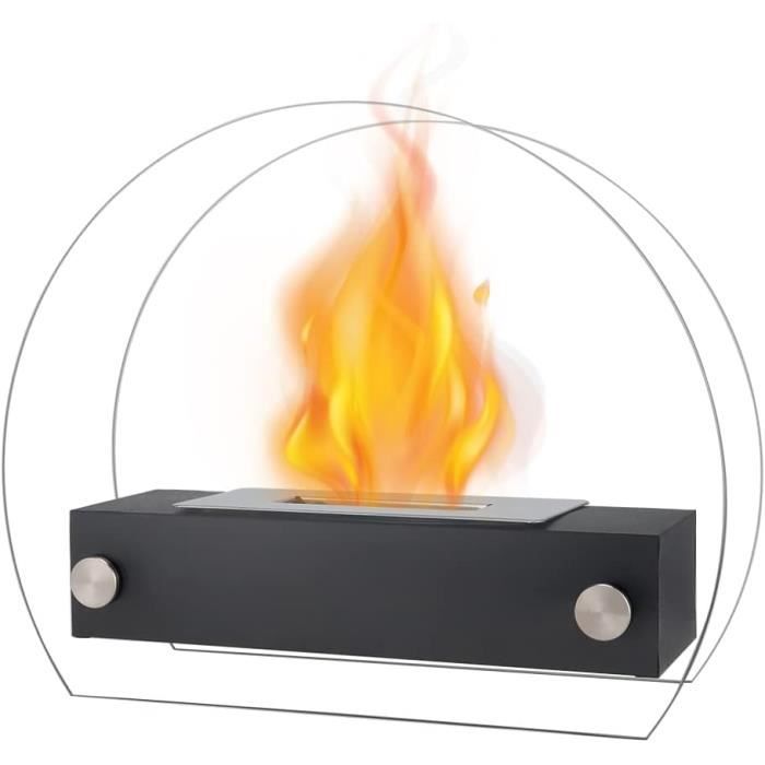 Brasero De Table Portable JHY DESIGN - 29 Cm - Bioéthanol - Cheminée Sans Fumée Argentée