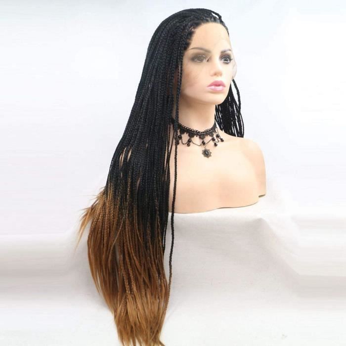 Perruque à Tresses Africaines Synthétiques - Lace Frontale Sans Colle - Longueur 32cm - Neuf Avec étiquettes