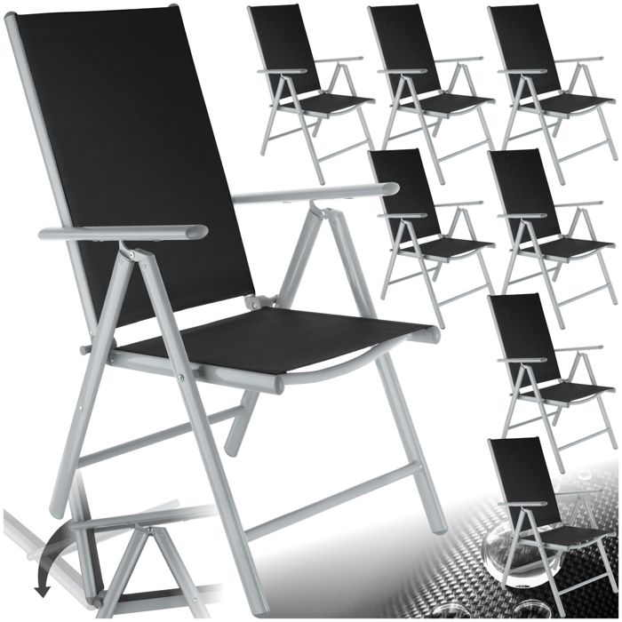Bonnlo Set De 8 Chaises Pliantes Jardin - Chaise Camping Métal Jusqu'à 158kg - Noires Empilables