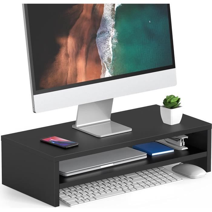 ARCOBIS Rehausseur D'Écran 50,8 Cm Bois & Métal – Support Moniteur Bureau Ergonomique Marron Rustique
