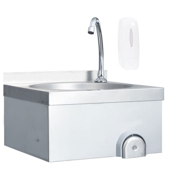 vidaXL Lavabo de Lavage des Mains avec Robinet et Distributeur de Savon Lave-Mains Vasque à Poser Cuisine de Cantine Atelier 51113
