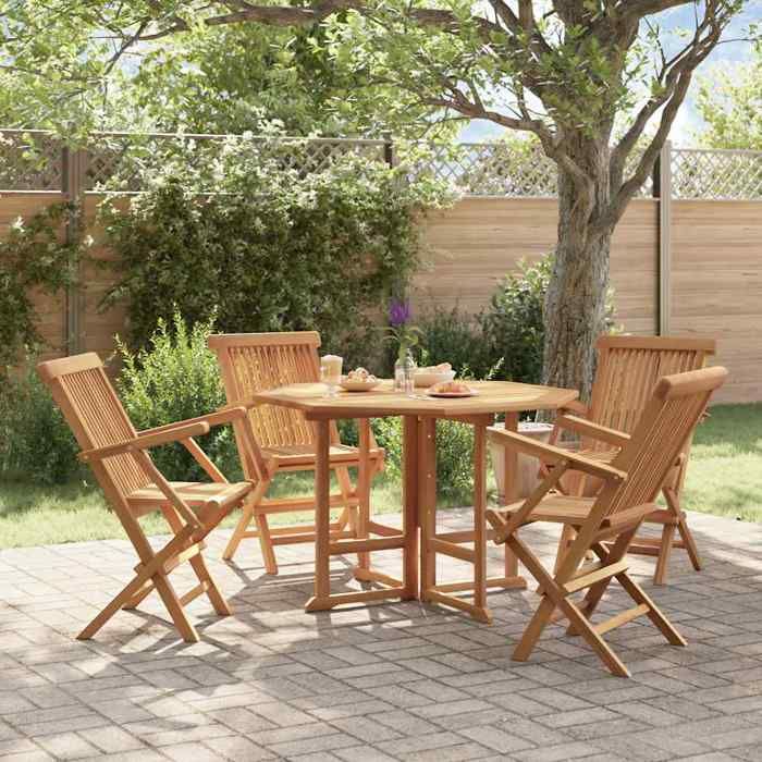 vidaXL Ensemble à manger d'extérieur pliable 5 pcs Bois de teck - vue 2