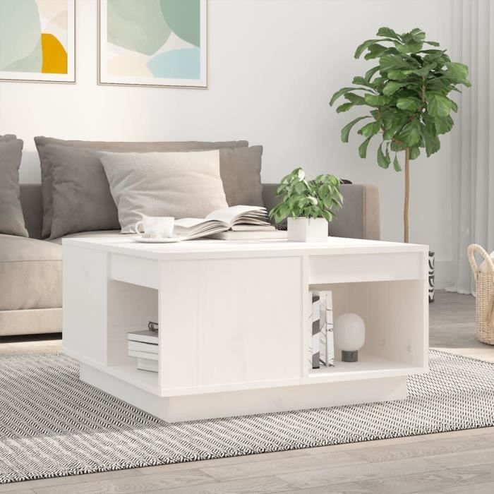 814530 vidaXL Table basse Blanc 60x61x325 cm Bois massif de pin