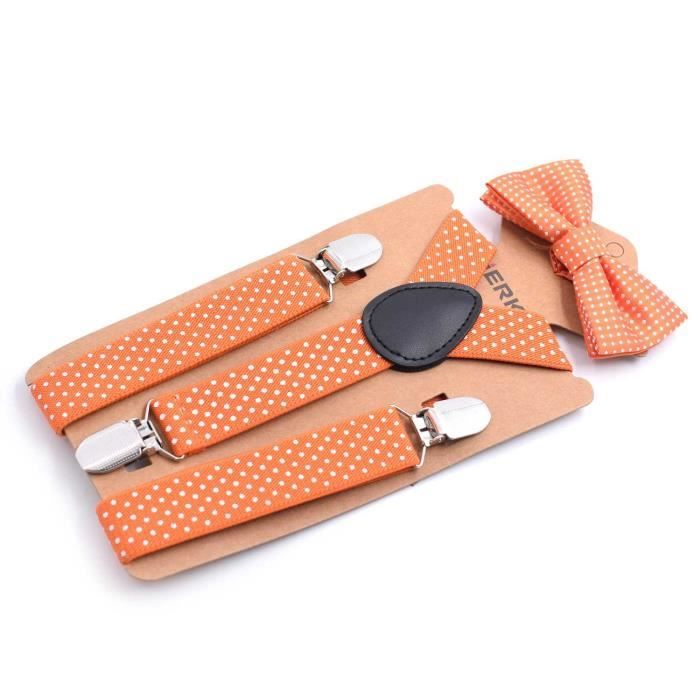 Ensemble Bretelles Et Nœud Papillon Pour Enfant Garcon Fille Avec 3 Clips Orange 78 Cdiscount Pret A Porter