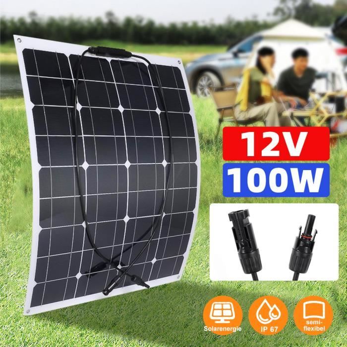 Panneau solaire flexible 100 W avec modules solaires haute efficacité Chargeur Solaire pour toits,camping-cars,balcon