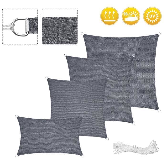 3x4 Voile D'Ombrage Rectangulaire Respirante - Toile De Jardin UV Avec Fixation 8868088
