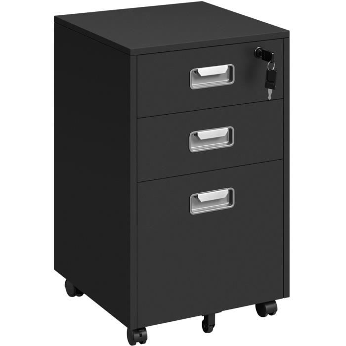 Yaheetech Caisson de Bureau Mobile Caisson de Rangement avec 3 Tiroirs Armoire de Bureau Dossiers Suspendus 40 × 40 × 66 5 cm Noir Yaheetech Caisson de Bureau Mobile Caisson de Rangement avec 3 Tiroirs Armoire de Bureau Dossiers Suspendus 40 × 40 × 66 5 cm Noir