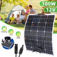 Panneau solaire flexible 100 W avec modules solaires haute efficacité Chargeur Solaire pour toits,camping-cars,balcon-1