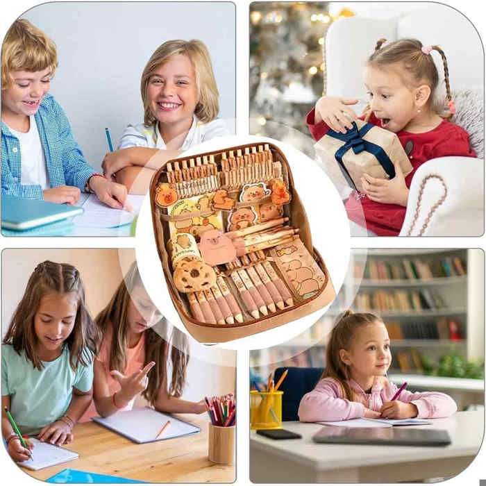 Trousse Scolaire Capybara Panda - Tissu Oxford, Grande Capacité - Pour Collège, Fournitures, Cadeau Enfant