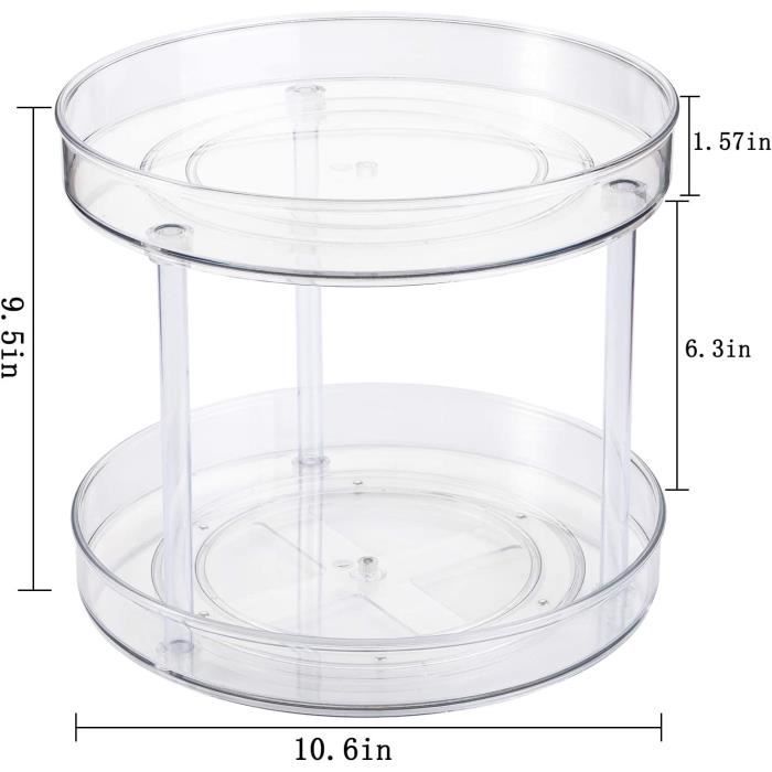 Plateau Tournant Placard Cuisine, 2 Pcs Organisateur de Rangement Cuisine socle tournan
