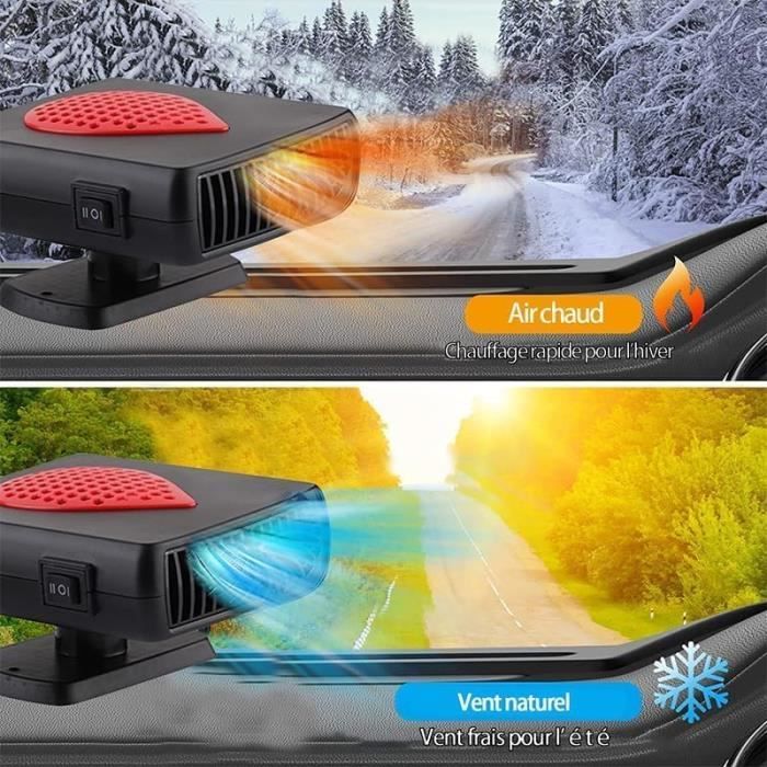 Chauffage Voiture 12V 150W - 2 En 1 Chauffage/ventilateur - Rotation 360°, Prise Allume-cigare - Dégivrage Rapide