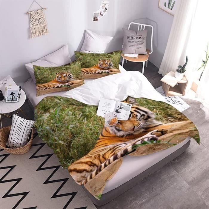 Housse De Couette 200X200 Tigre De Sibérie Animal De La Jungle Parure ...