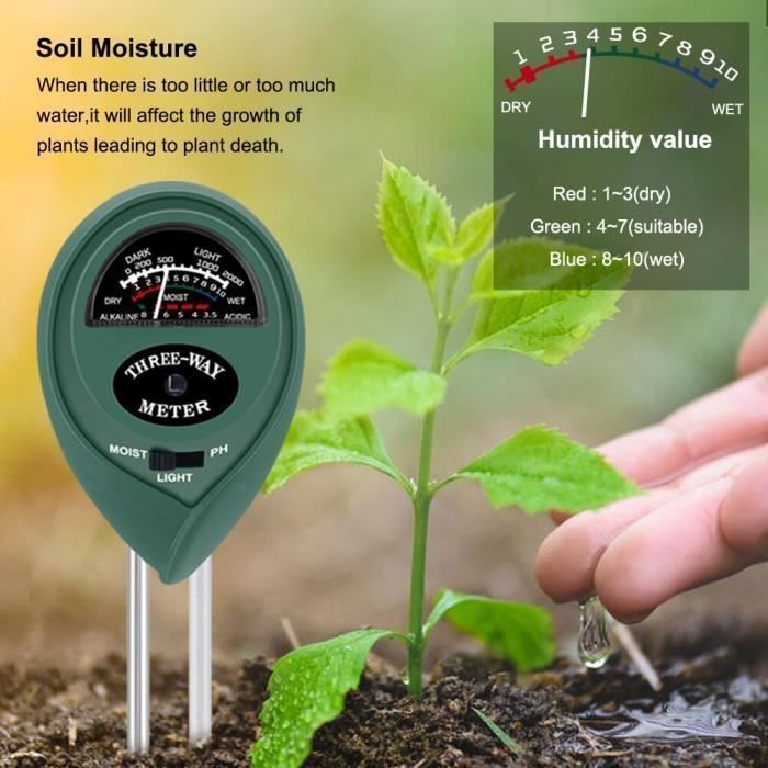 Testeur De Sol 6 En 1 Leikurvo – Mesure PH, Humidité, Fertilité, Température, Lumière & Humidité Ambiante, Écran LCD