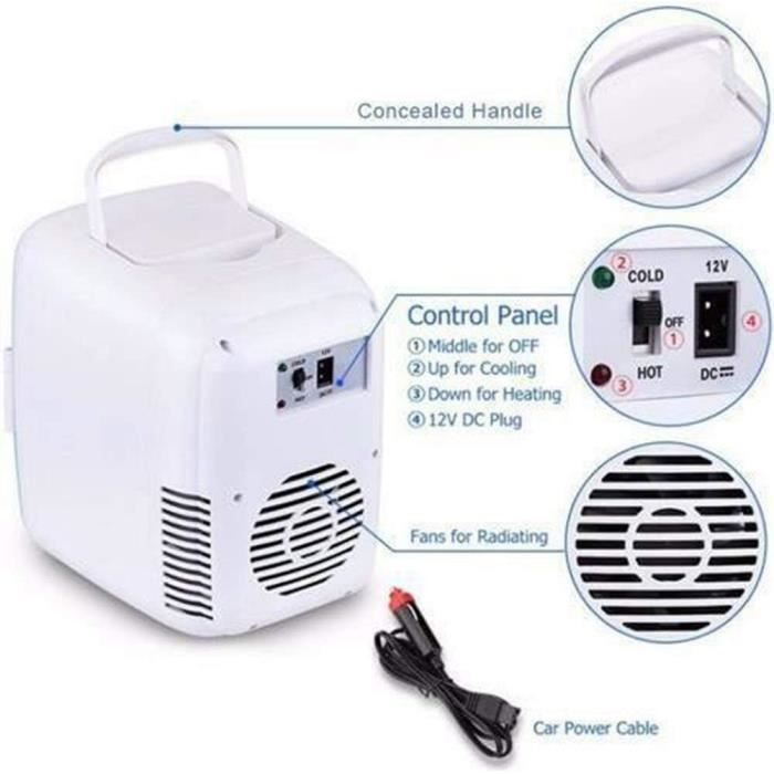 Mini Réfrigérateur 12V 4L Portable - Chaud/froid - Pour Voiture, Bateau, Voyage
