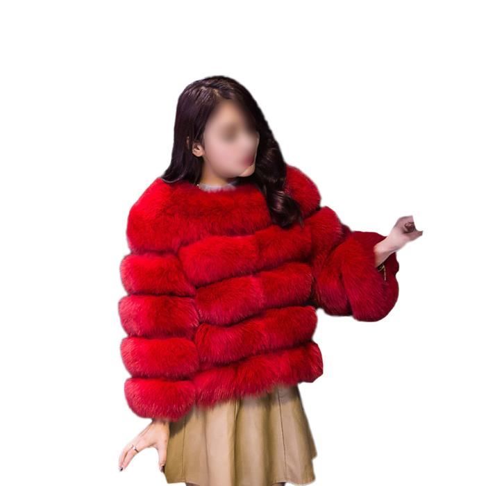 Femme Chaud Court Manteau Fausse Fourrure Renard Moelleux pais