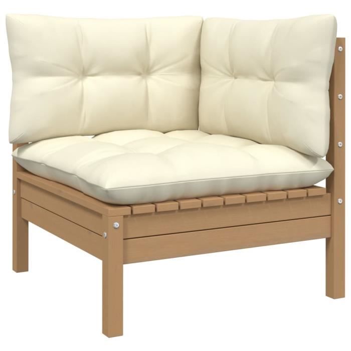 Salon de jardin 12 pcs avec coussins Marron miel Bois de pin - Omabeta ...