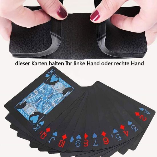 Jeu de Carte 54 BETOY 2PCS Jeu de Cartes de Poker Imperm/éable Plastique Outil de Tours de Magie Classique pour la F/ête et Le Jeu