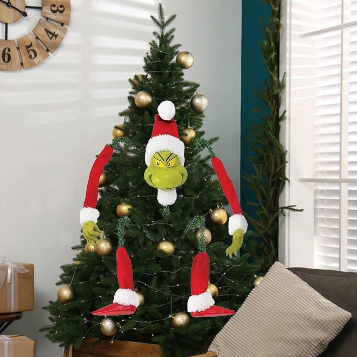 Décoration Sapin Noël Elfe Grinch | Kit Tête, Bras, Jambes En Peluche | Décor Festif Réutilisable