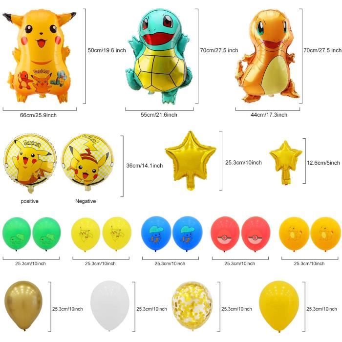 Pokemon ballons, 91 pièces pokemon pikachu ballons, pikachu hélium feuille ballons  pokemon ballons kit de fête d'anniversaire pour e - Cdiscount Maison