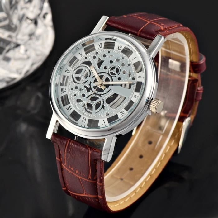 Montre Femme ERNEST - Cadran Rose Or Chiffres Romains, Bracelet Cuir Noir - Mouvement Quartz 2023 - Élégante Et Classique