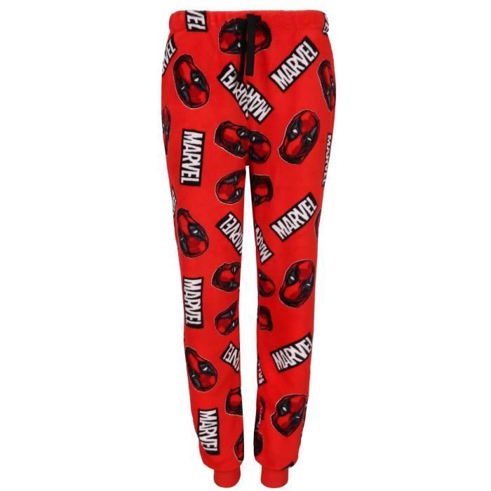 Marvel DEADPOOL Pyjama homme noir et rouge avec pantalon long