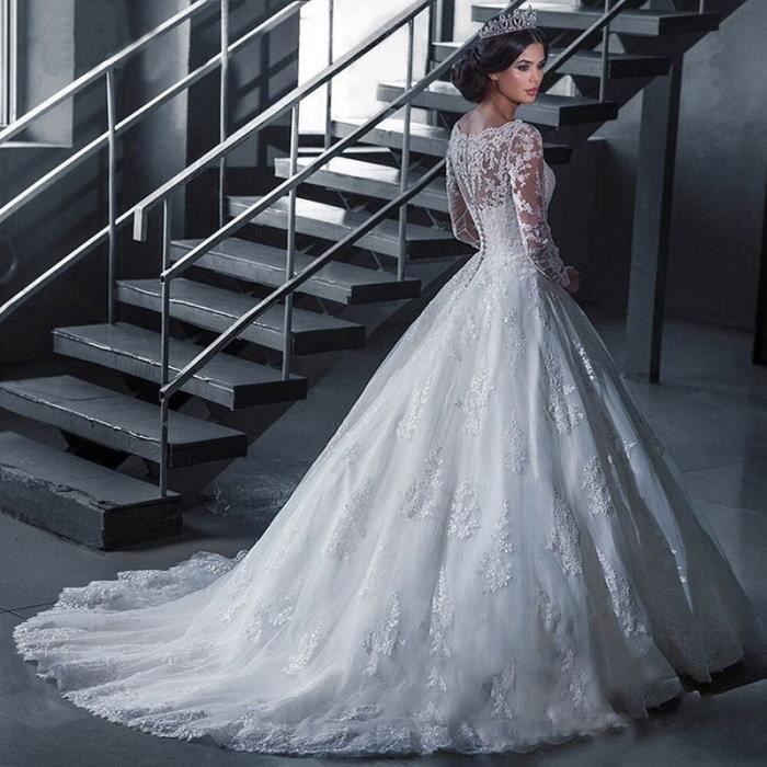 Robe de mariee blanche de qualite superieure 2020 nouvelle robe de mariee a une epaule en dentelle trainante grande taille mo Vert Cdiscount Pret a Porter