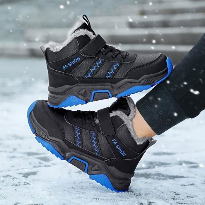 Chaussures en Coton pour Enfants Bottes Doublure de Neige d hiver Garcon Antiderapantes Etancheite Bottes Chaud