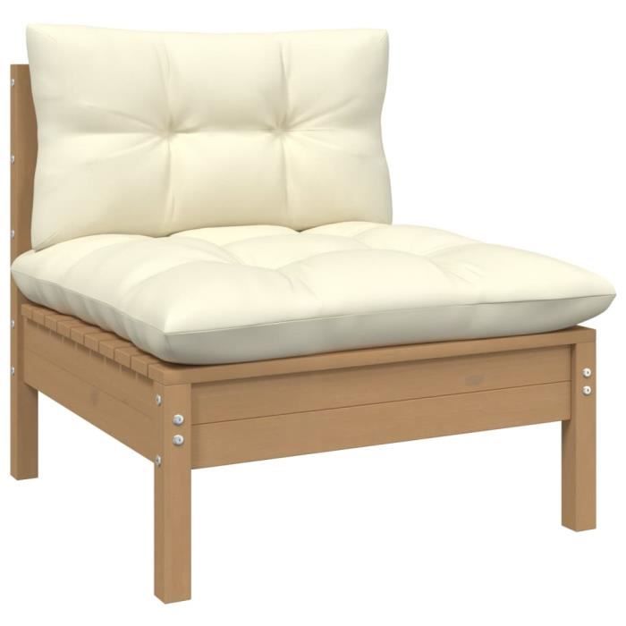 Salon de jardin 12 pcs avec coussins Marron miel Bois de pin - Omabeta ...