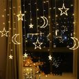 Guirlande de Noël LED Étoile Lune - FBGood - Rideaux Lumineux - Blanc - Chambre - Adulte-3