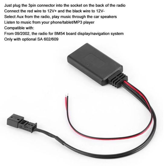 Qiilu Adaptateur Audio Bluetooth de Voiture, entrée auxiliaire Adaptateur  de Module Bluetooth sans Fil Universel AUX Audio 2 câble RCA connecteur d' autoradio : : High-Tech