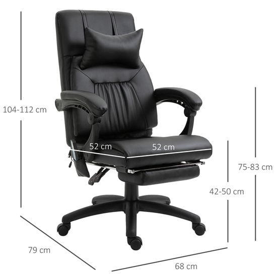 Fauteuil De Bureau Manager Massant Chauffant Repose Pied Tetiere Integres Dossier Inclinable Revetement P U Noir 68x74x116cm Noir Achat Vente Fauteuil Soldes Sur Cdiscount Des Le 20 Janvier Cdiscount