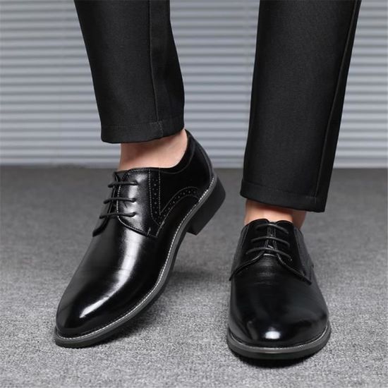 WMZQW Chaussure Homme Cuir Derby Mariage Dressing Oxford Business Chaussures de Ville à Lacets Vernis Brogue 38-48