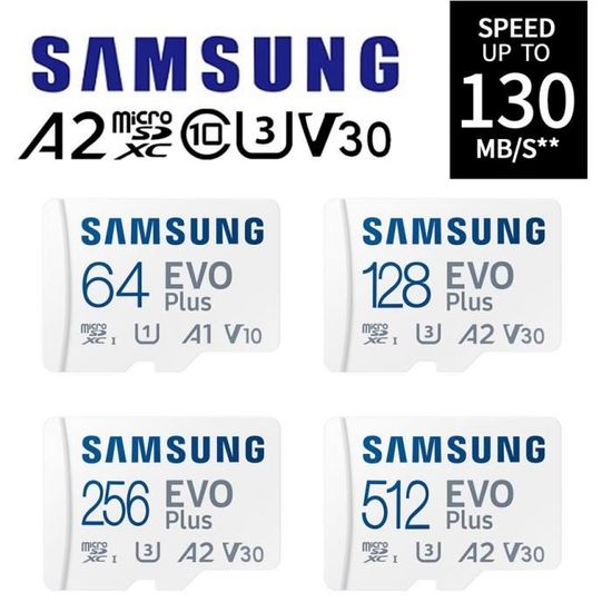 SAMSUNG Carte memoire Micro SD SDXC EVO PLUS 128Go V30 A2 U3 130Mb S 2021 ideal pour telephone portable smartphone tablette etc. Cdiscount Appareil Photo