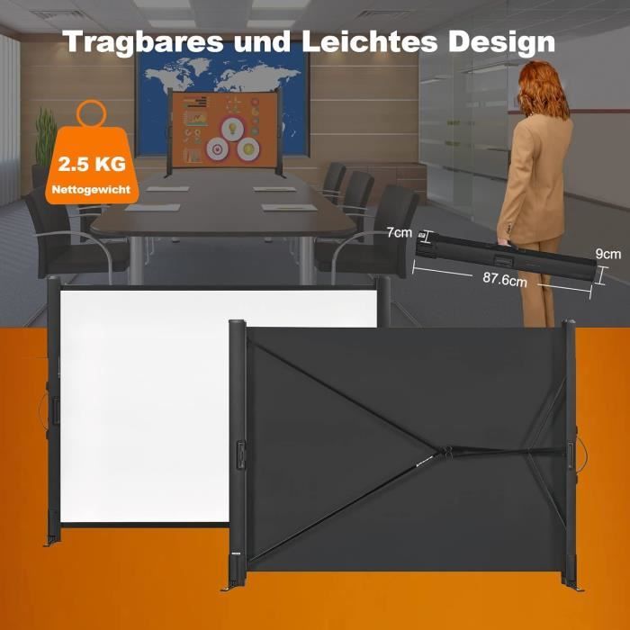 Écran De Projection Portable 200 Pouces (5m) Avec Support – Pour Extérieur/intérieur, Toile Sans Pli