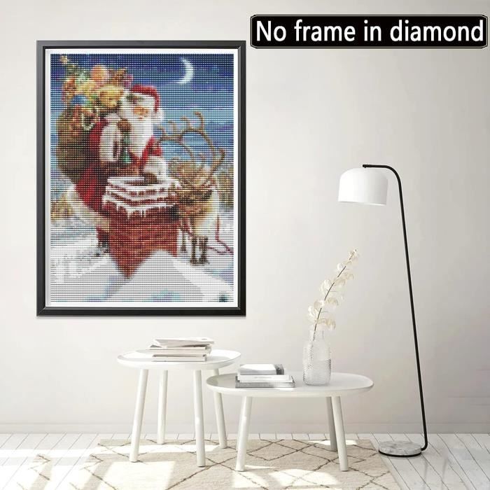 Kit Peinture Diamant 5D Chien De Noël - Toile 35x35 Cm, Diamants & Outils Inclus, Décoration Murale DIY