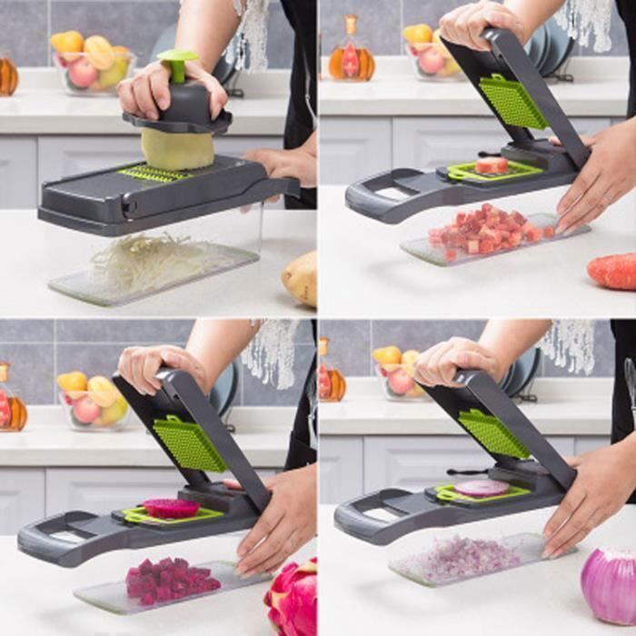 Gadget De Cuisine Multifonction En Acier Inoxydable - Tranche, Râpe Et Déchiquète Les Légumes, 3 Lames Interchangeables, Antidérapant - 6