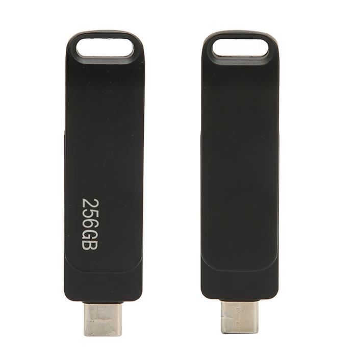 YIC Clé USB 3.0 Type C 2 en 1 pour téléphone portable, clé USB rotative en  métal pour stockage d'images sur tablettes (noir 128 Go) - Cdiscount TV Son  Photo