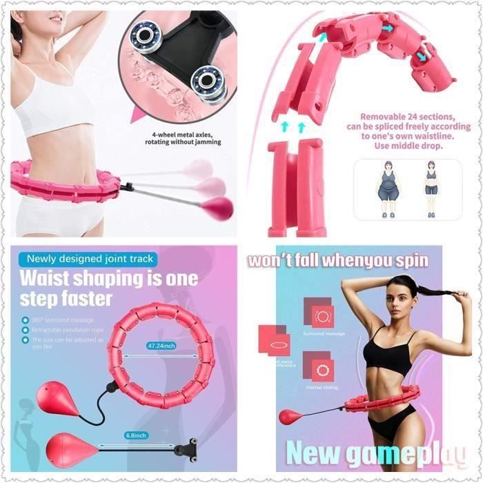 Cerceau D'Exercice Lesté Intelligent Détachable 12-24 Sections Adultes Cerceau De Fitness Anti