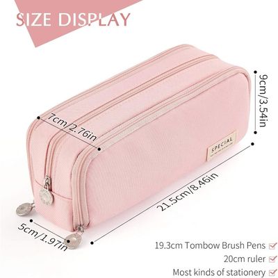 Trousse Scolaire Rose 4 Compartiments - Avec 2 Blocs Notes - Grande Capacité 22x13 Cm - 9