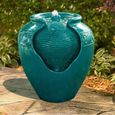 Fontaine de jardin - Teamson Home - turquoise - électrique - pots et vases - éclairage LED intégré-0