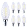 6x E14 Ampoule LED Filament Incandescent Bulb Vintage Forme Bougie Ampoules Blanc Froid, LED Lampe 6W équivalent à 60W,Lumières 6500-0