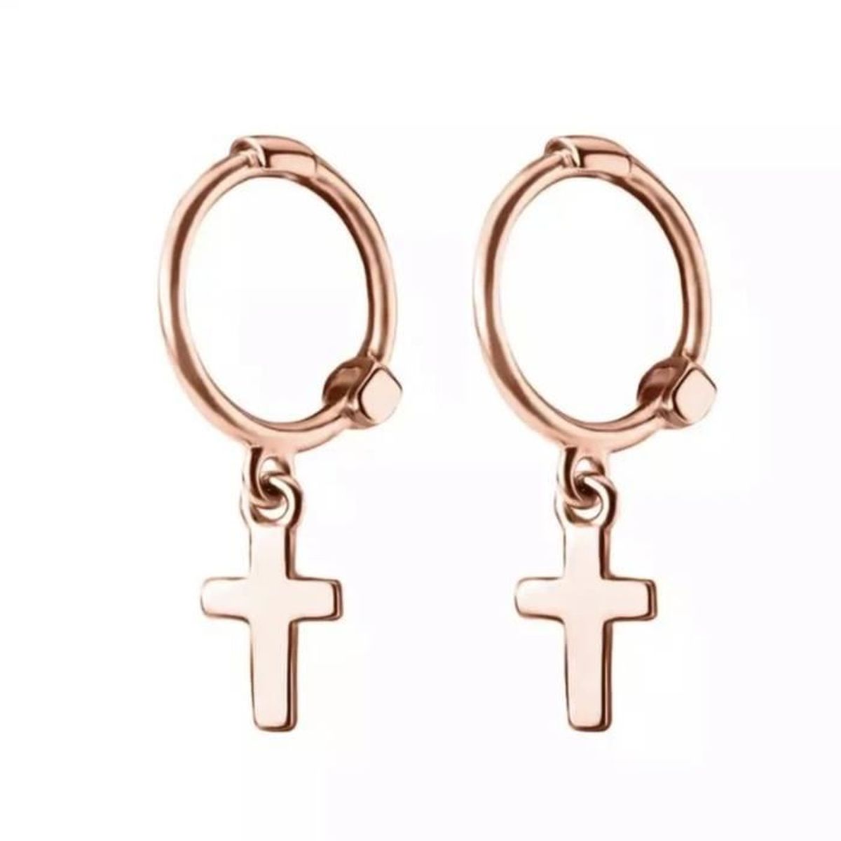 Boucles D'oreilles Dormeuses En Croix Plaqué Or - Neuves Avec étiquettes
