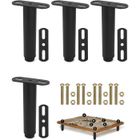 YIKXIULF Pied de lit - Pieds de lit - pour Sommier à Lattes sans Perçage - Lot de 4 - Noir-Hauteur:18-33 cm-Reglable-Metallique -avec