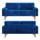 VESGANTTI Canapé 3 Places en Velours Bleu,Canapé Scandinave avec 2 coussins pour salon chambre,Fauteuil Moderne 176×78×85 cm