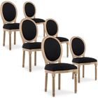 INTENSE DECO Lot de 6 chaises médaillon Louis XVI tissu Noir