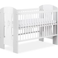 Lit bébé NATY 60x120 blanc gris - Lit à barreaux - 3 niveaux de matelas - 3 barreaux amovibles