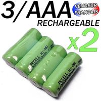 2 PILE ACCU BATTERIE 2-3AAA RECHARGEABLE 400mAh 1.2V NIMH NI-MH PKCELL #1
