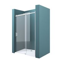 Mai & Mai Paroi de douche en niche 100x195 pare douche transparent avec porte coulissante en verre ESG avec revêtement NANO T4