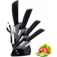 Couteaux de Cuisine en Céramique Couteaux en Ceramic pour Couper Fruits Légumes Viande, 6pcs/Set